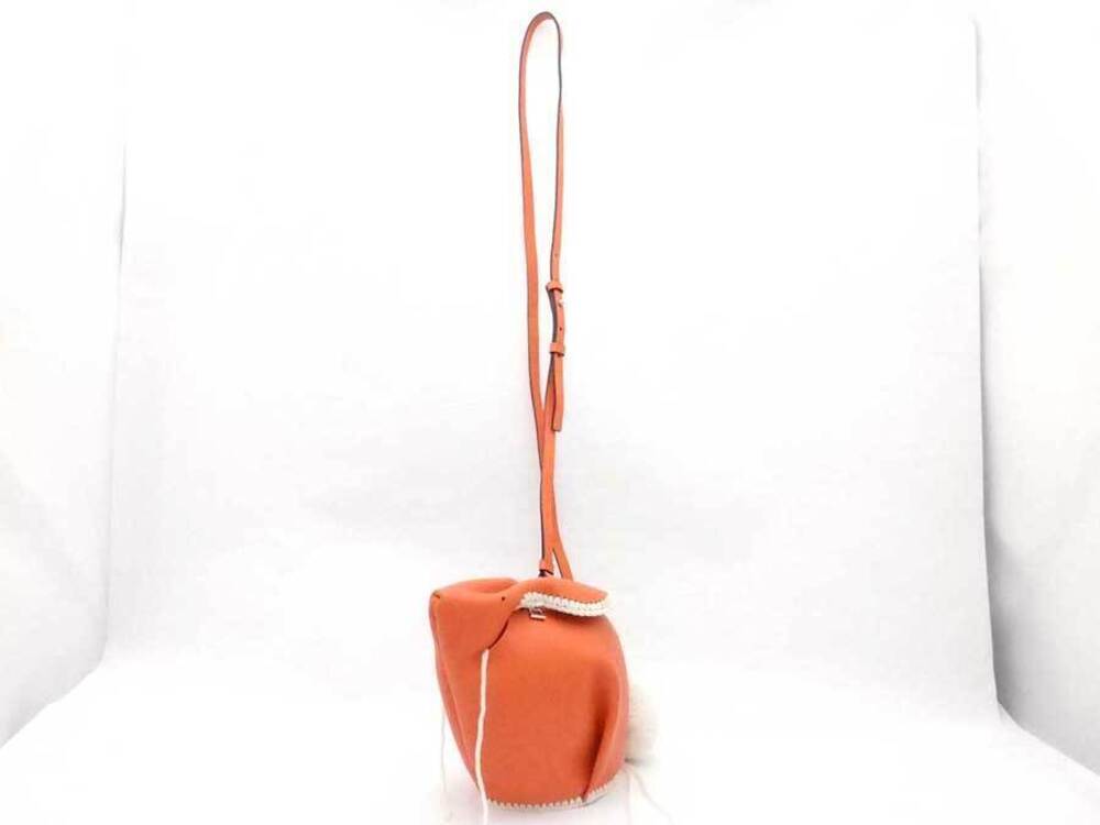 Loewe Wool Silver Macrame Crossbody Leather Orange Bag Bunny White Orange White